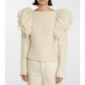 Isabel Marant Sully Fringed Knit Top - 40 (4) Ecru
